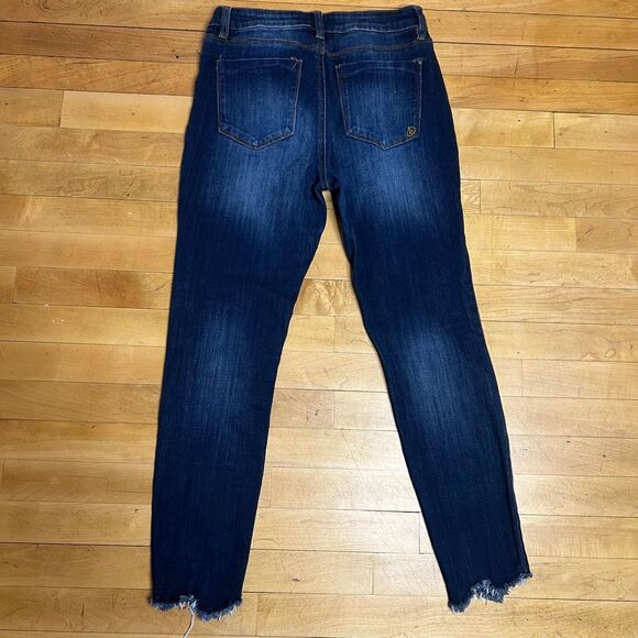 Indigo Rein, Dark Blue Wash Jeans Shark Bite Raw Cut Ankle Junior Women’s 9 - Picture 10 of 12